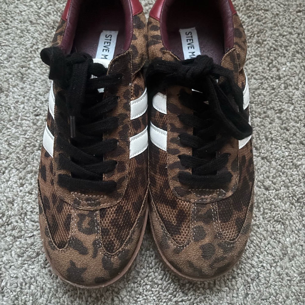 Steve Madden Brown and Red Animal Print Sneakers